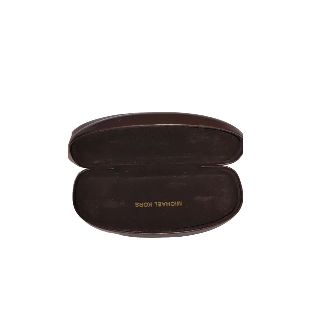 Michael Kors Brown Leather Clamshell Glasses Case